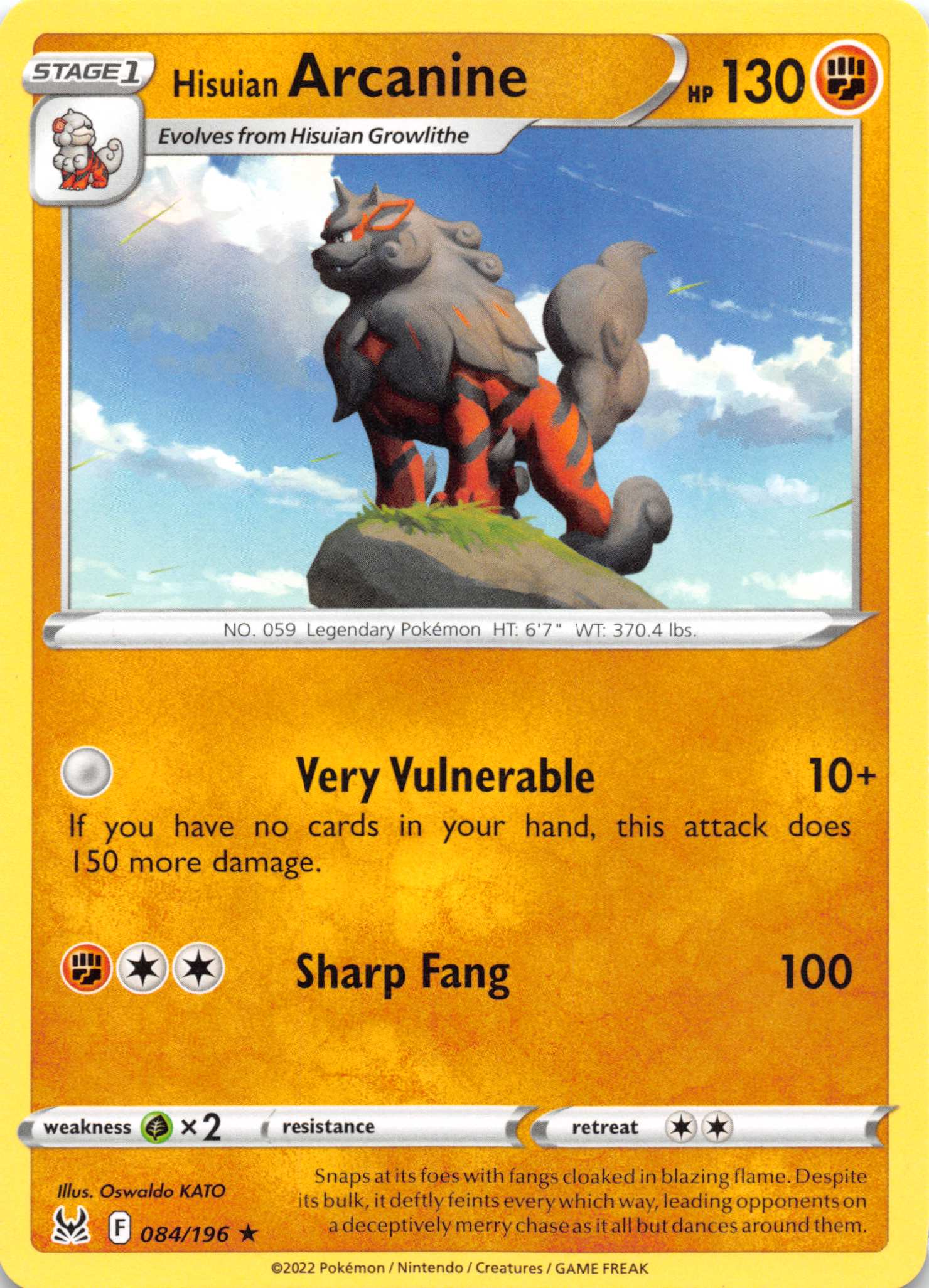 Hisuian Arcanine (084/196) [Sword & Shield: Lost Origin]