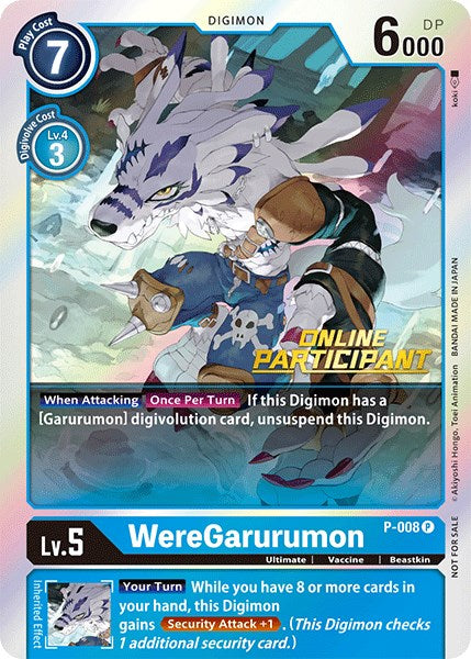 WereGarurumon - P-008 (2021 Championship Online Regional) [Online Participant] [P-008] [Digimon Promotion Cards] Foil