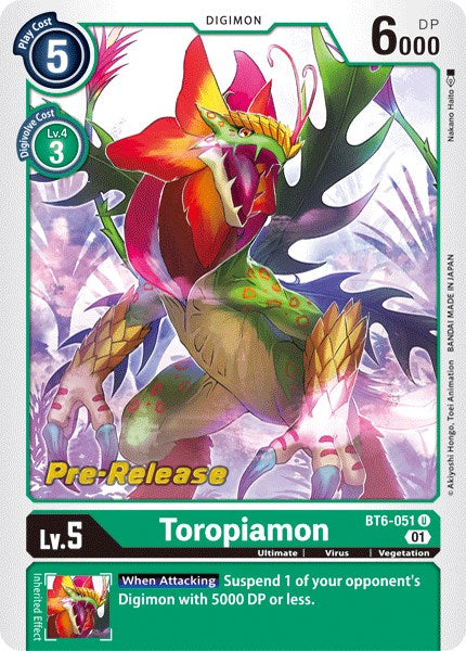 Toropiamon [BT6-051] [Double Diamond Pre-Release Cards] Normal