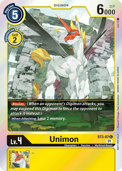 Unimon - ST3-07 (Official Tournament Pack Vol.4) [ST3-07-C] [Starter Deck 03: Heaven's Yellow] Normal