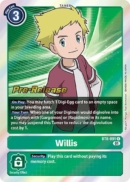 Willis [BT8-091] [New Awakening Pre-Release Cards] Normal