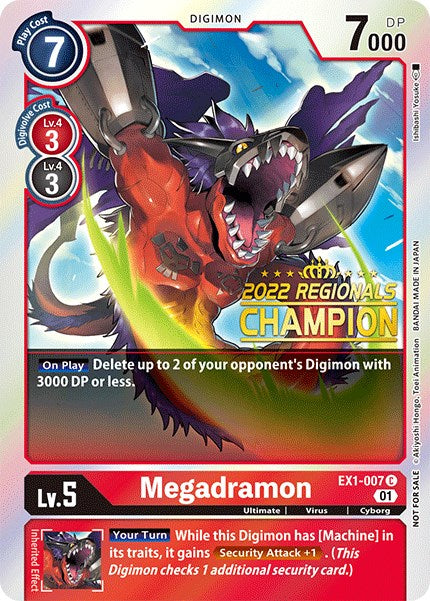 Megadramon (2022 Championship Online Regional) [Online Champion] [EX1-007] [Classic Collection] Foil