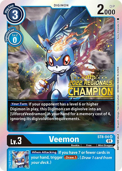 Veemon (2022 Championship Online Regional) [Online Champion] [ST8-04] [Starter Deck 08: Ulforce Veedramon] Foil