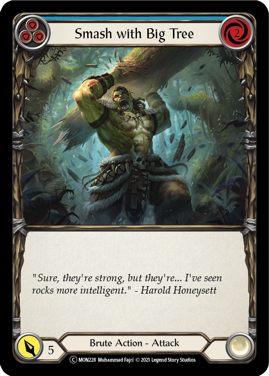 Smash with Big Tree (Blue) (Rainbow Foil) [U-MON228-RF] Unlimited Rainbow Foil - Duel Kingdom