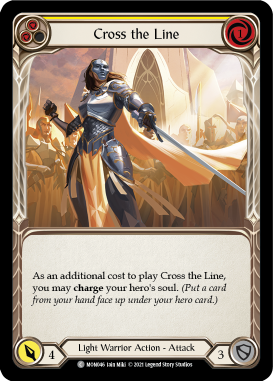 Cross the Line (Yellow) (Rainbow Foil) [MON046-RF] 1st Edition Rainbow Foil - Duel Kingdom