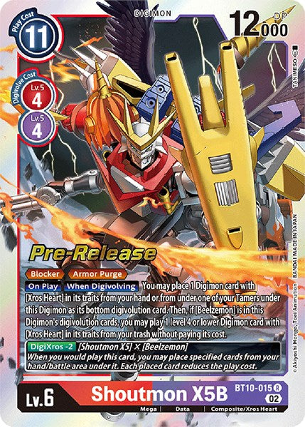 Shoutmon X5B [BT10-015] [Xros Encounter Pre-Release Cards] Normal