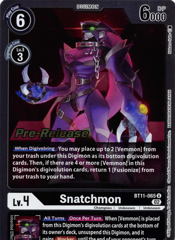 Snatchmon [BT11-065] [Dimensional Phase Pre-Release Cards] Foil