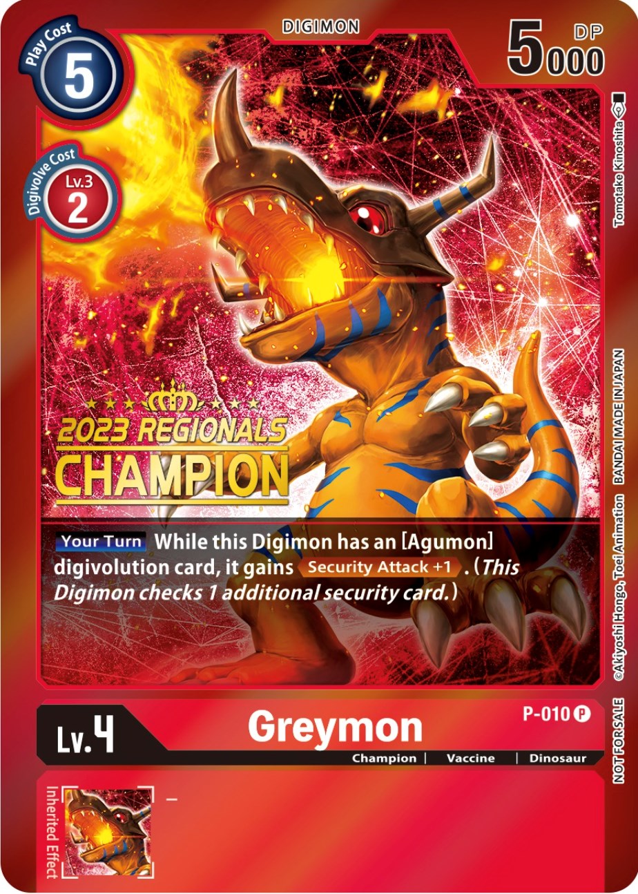 Greymon - P-010 (2023 Regionals Champion) [P-010] [Digimon Promotion Cards] Foil