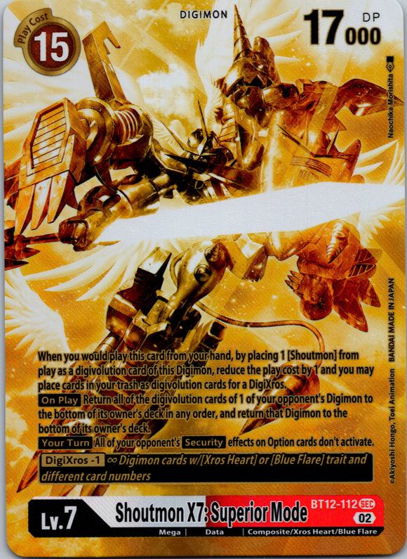 Shoutmon X7: Superior Mode (Alternate Art) (Gold) [BT12-112] [Across Time] Foil