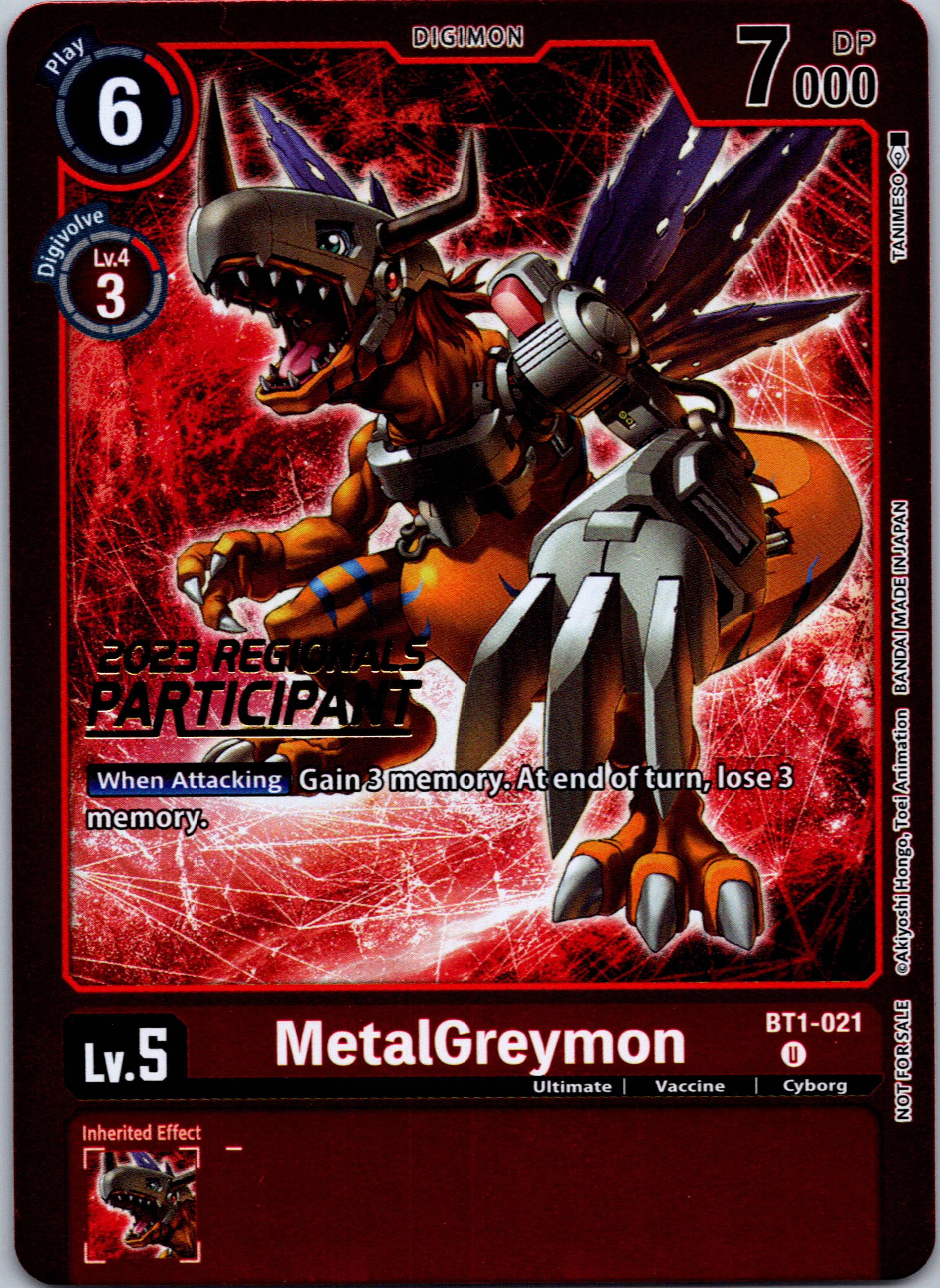 MetalGreymon - BT1-021 (2023 Regionals Participant) [BT1-021] [Release Special Booster] Foil