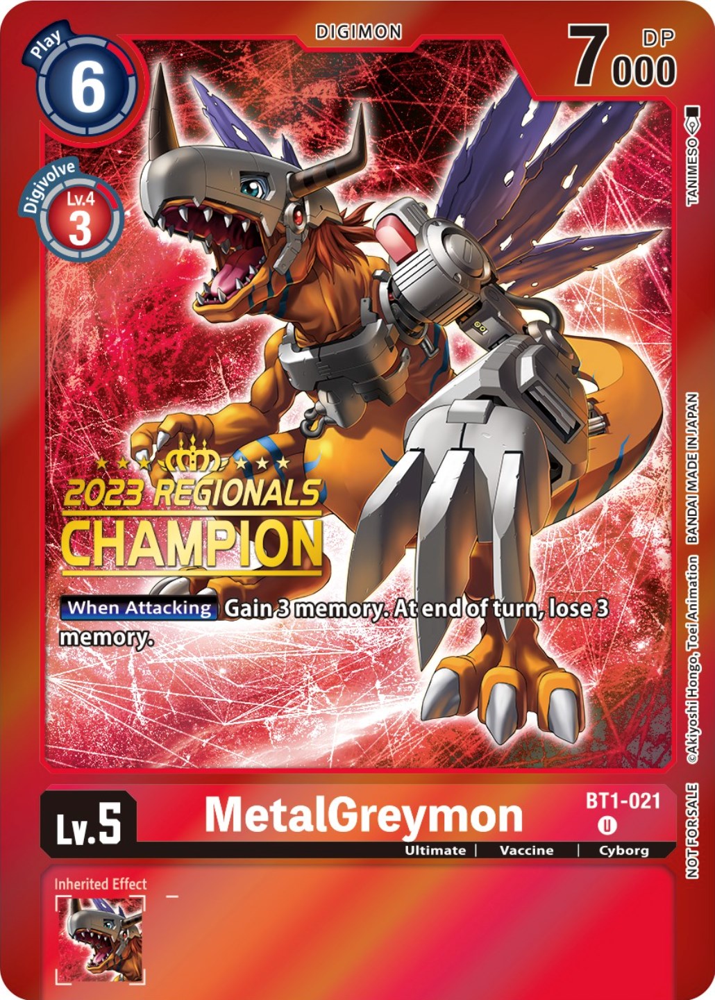 MetalGreymon - BT1-021 (2023 Regionals Champion) [BT1-021] [Release Special Booster] Foil