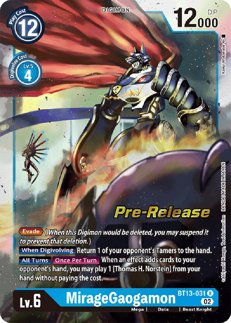 MirageGaogamon [BT13-031] [Versus Royal Knights Pre-Release Cards] Foil