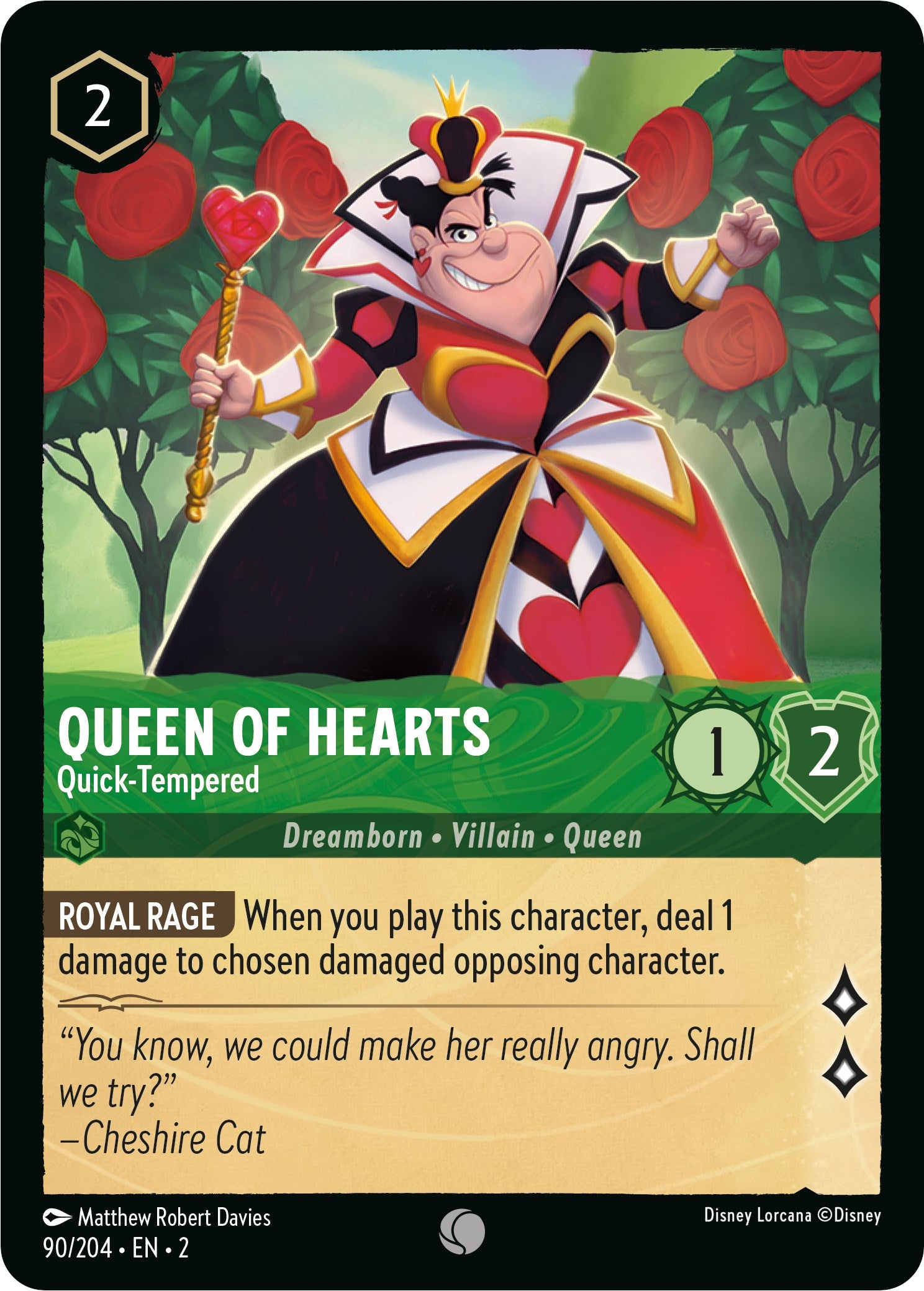 Queen of Hearts - Quick-Tempered 90/204 (Rise of the Floodborn) Cold Foil