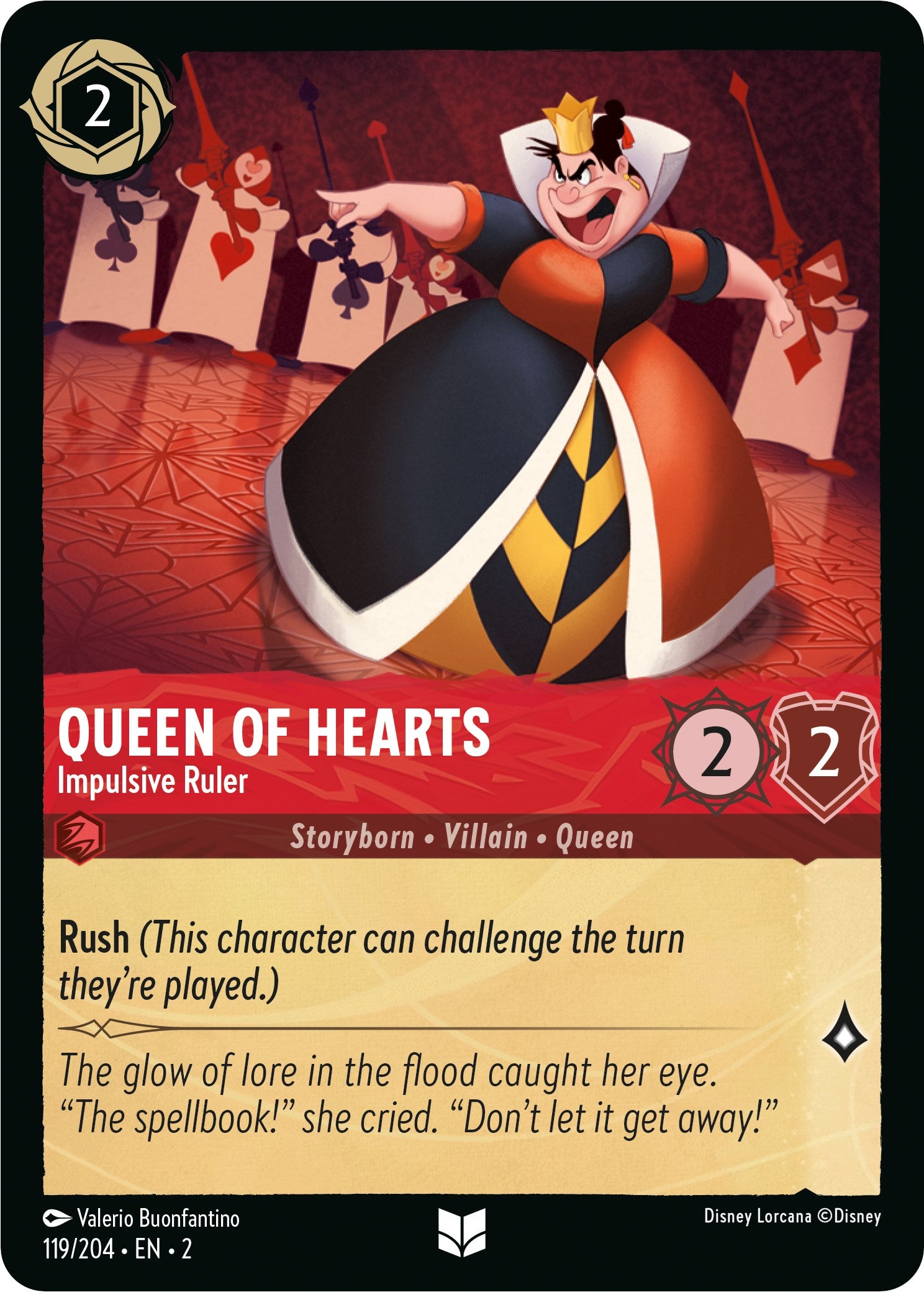 Queen of Hearts - Impulsive Ruler 119/204 (Rise of the Floodborn) Cold Foil