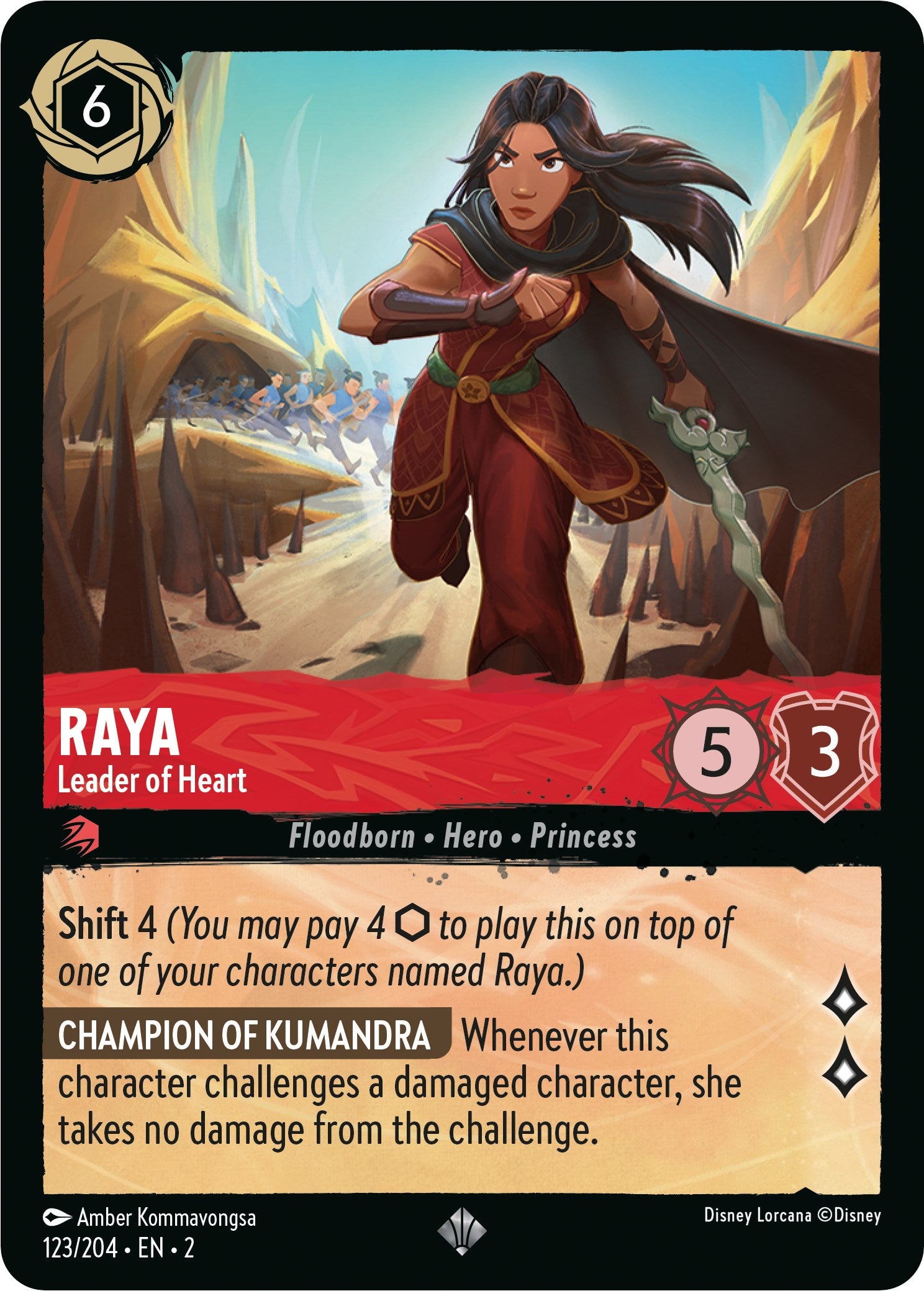 Raya - Leader of Heart 123/204 (Rise of the Floodborn) Cold Foil