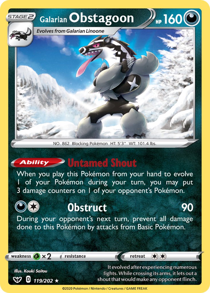 Galarian Obstagoon (119/202) (Theme Deck Exclusive) [Sword & Shield: Base Set]