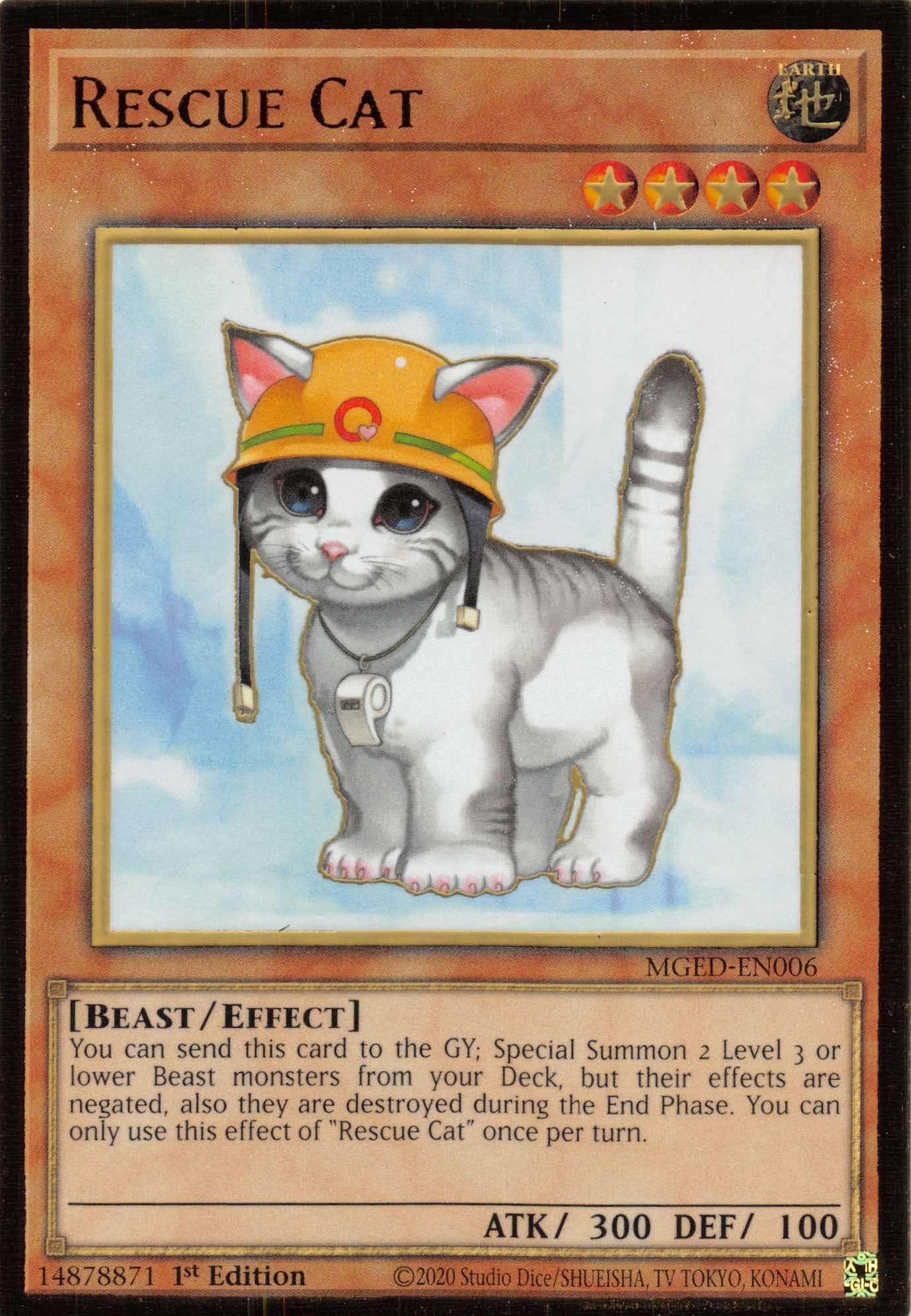 Rescue Cat [MGED-EN006] Gold Rare - Duel Kingdom