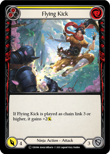 Flying Kick (Yellow) (Rainbow Foil) [CRU064-RF] Unlimited Rainbow Foil - Duel Kingdom