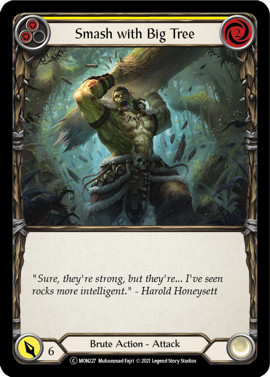 Smash with Big Tree (Yellow) (Rainbow Foil) [U-MON227-RF] Unlimited Rainbow Foil - Duel Kingdom