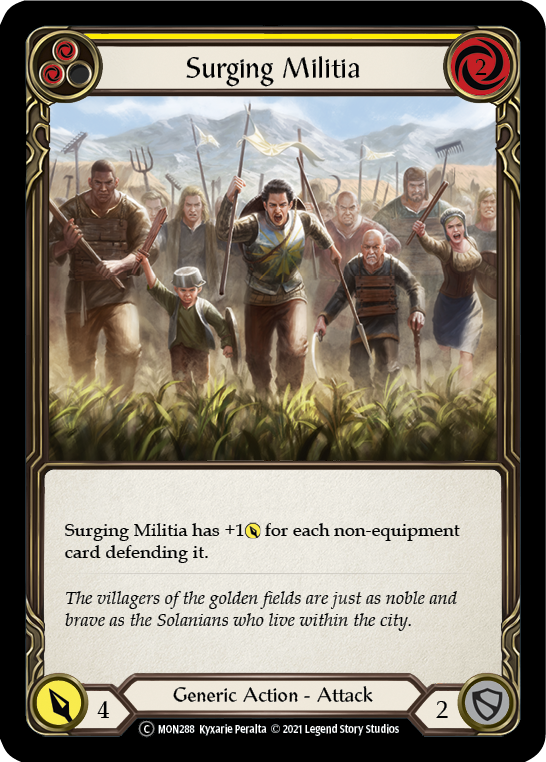 Surging Militia (Yellow) (Rainbow Foil) [U-MON288-RF] Unlimited Rainbow Foil - Duel Kingdom