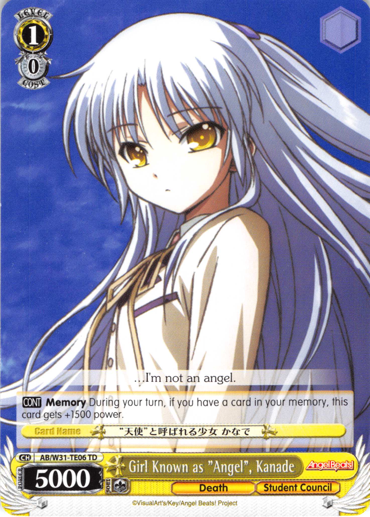 Girl Known as "Angel", Kanade (AB/W31-TE06 TD) [Angel Beats! Re:Edit]