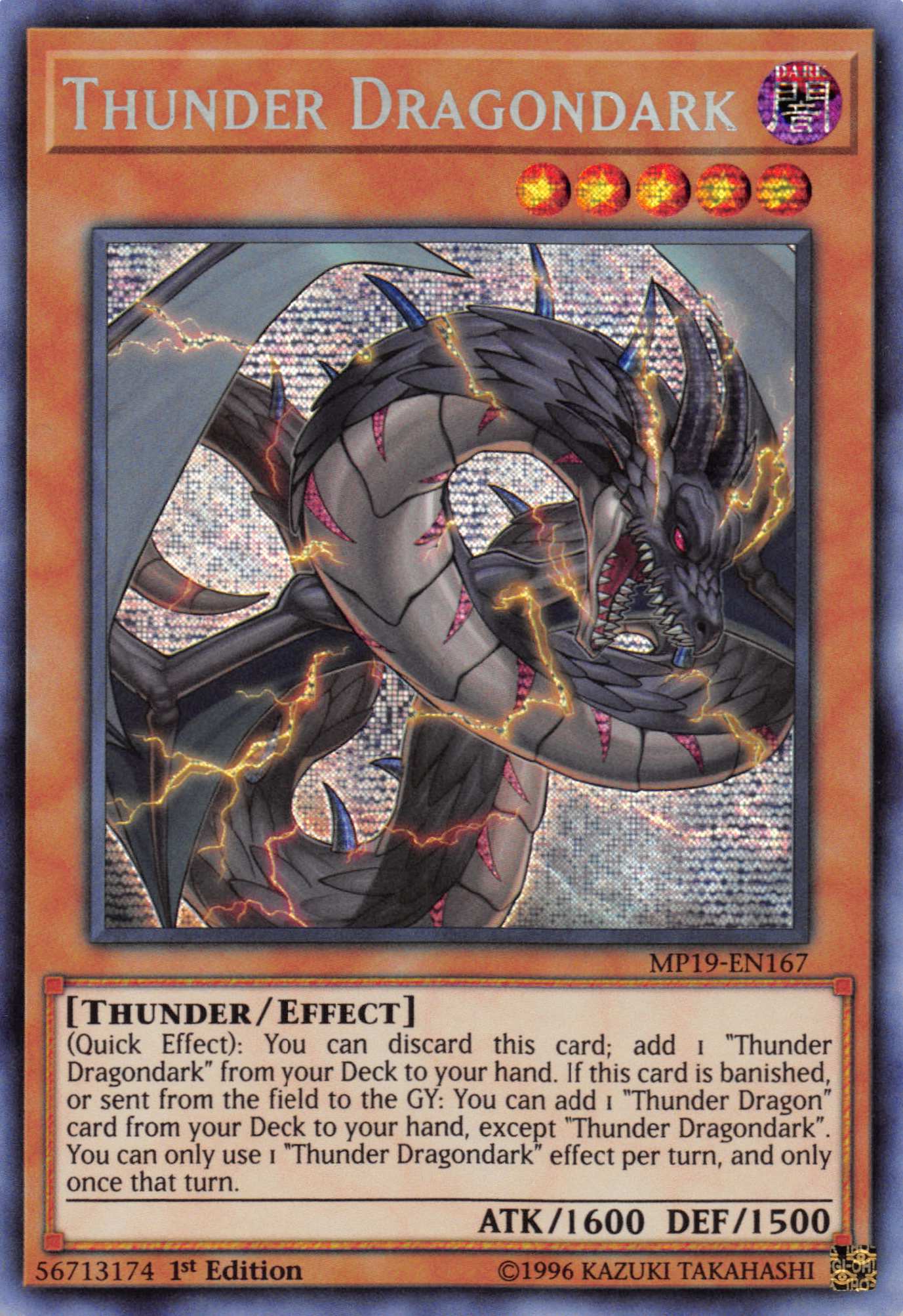 Thunder Dragondark [MP19-EN167] Prismatic Secret Rare