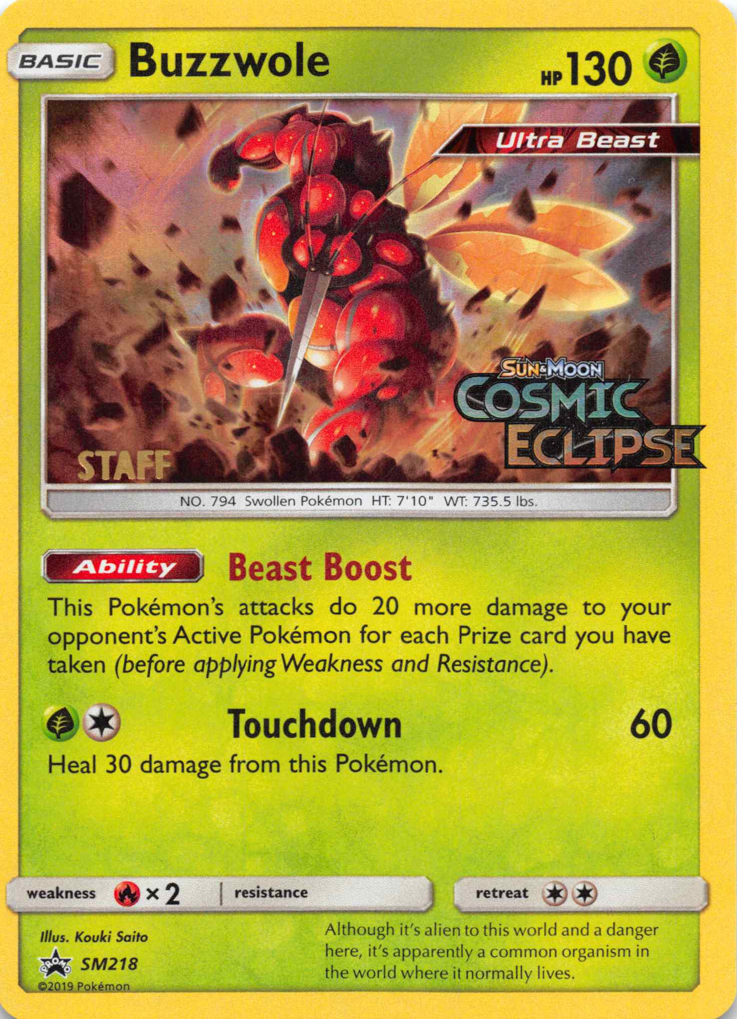 Buzzwole (Staff Prerelease Promo) (SM218) [Sun & Moon: Black Star Promos] - Duel Kingdom