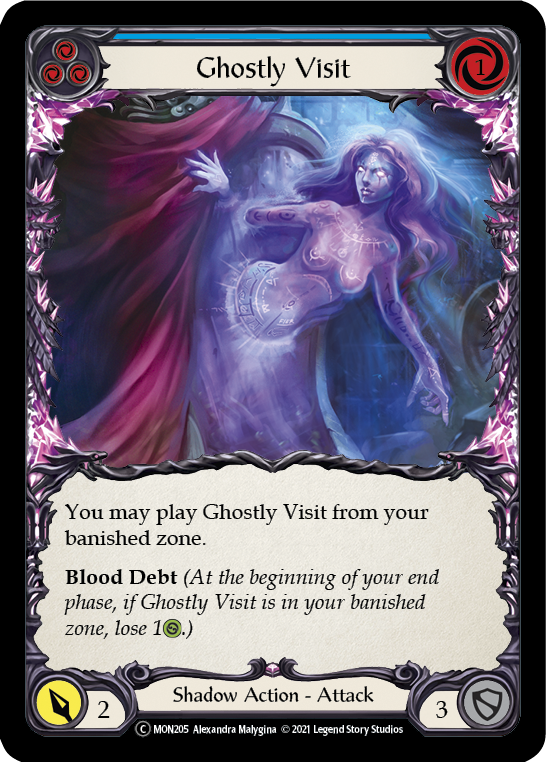 Ghostly Visit (Blue) (Rainbow Foil) [U-MON205-RF] Unlimited Rainbow Foil - Duel Kingdom