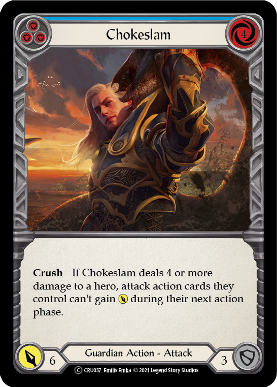 Chokeslam (Blue) (Rainbow Foil) [CRU037-RF] Unlimited Rainbow Foil - Duel Kingdom